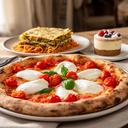Pizza senza glutine con mozzarella di bufala e pomodorini servita durante un evento